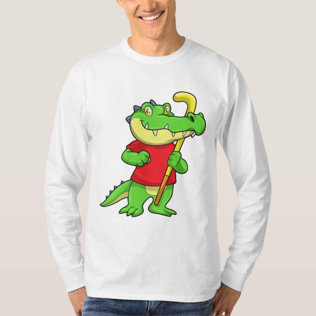 Camiseta Crocodilo no hóquei em campo com Stick (Frente)
