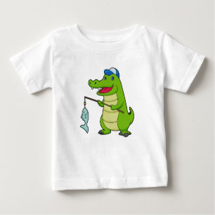 Camiseta Crocodilo Pesca com Pescado
