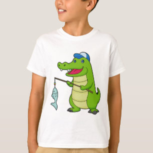 Camiseta Crocodilo Pesca com Pescado