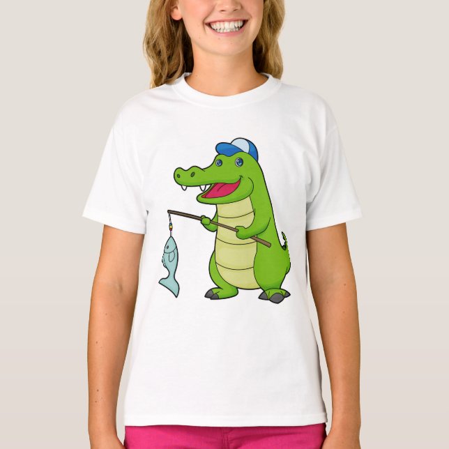 Camiseta Crocodilo Pesca com Pescado (Frente)