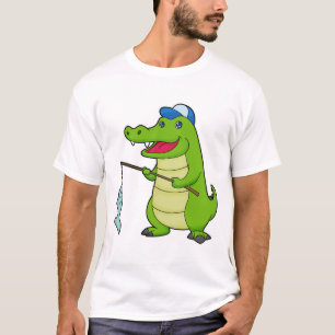 Camiseta Crocodilo Pesca com Pescado