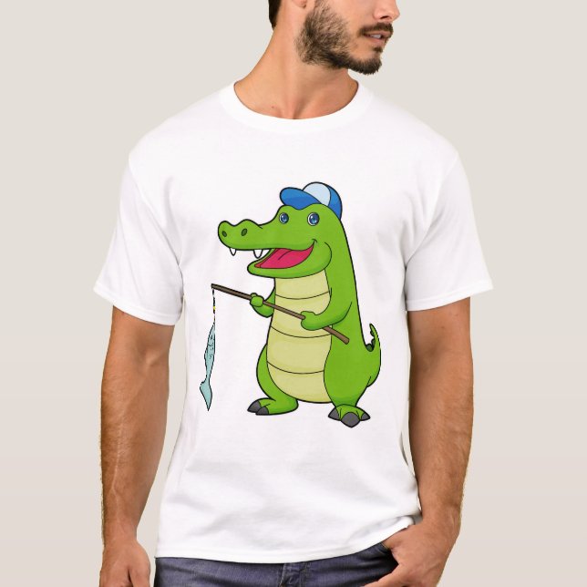 Camiseta Crocodilo Pesca com Pescado (Frente)
