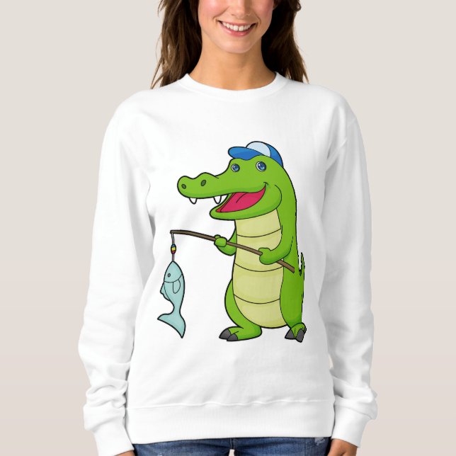 Camiseta Crocodilo Pesca com Pescado (Frente)
