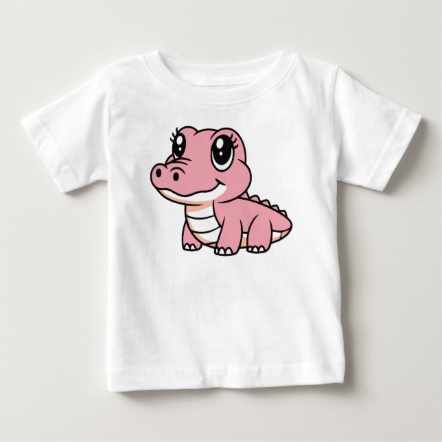 Camiseta Crocodilo Rosa Fofo (Frente)