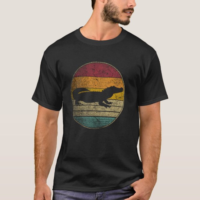 Camiseta Crocodilo - Silhueta retrô em desgaste da vinheta  (Frente)