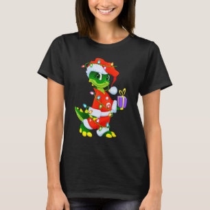 Camiseta Crocodilo Xmas Papais noeis de Iluminação Crocodil