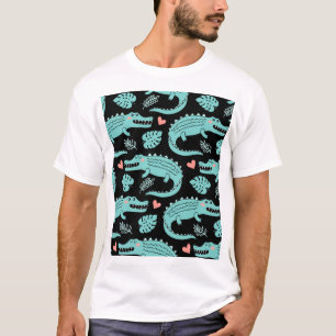 Camiseta Crocodilos de animação, um padrão perfeito.