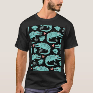 Camiseta Crocodilos de animação, um padrão perfeito.