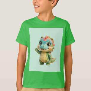 Camiseta Crocodino - fundo hortelã - Crianças Vertical