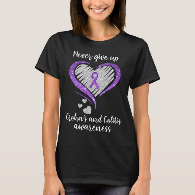 Camiseta Crohn s and Colitis Awareness Never Give Up  Appar (Frente)