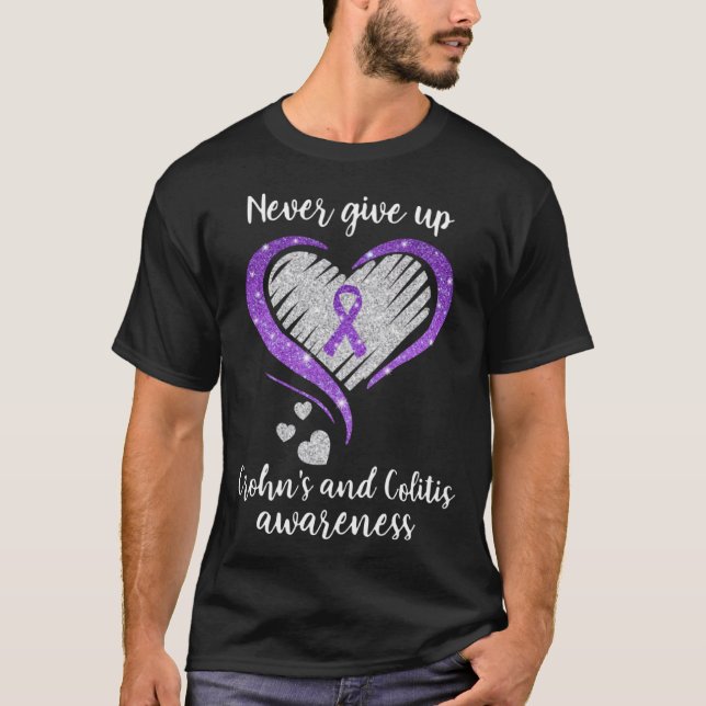 Camiseta Crohn s and Colitis Awareness Never Give Up  Appar (Frente)