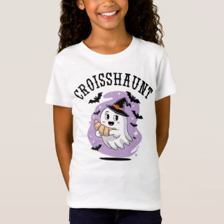 Camiseta Croissant Assombrado de Fantasma de Halloween Fofo