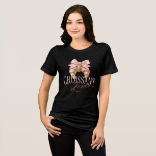 Camiseta Croissant Coquete Francês com Laço Rosa Suave
