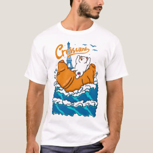 Camiseta Croissant e Cat na Onda