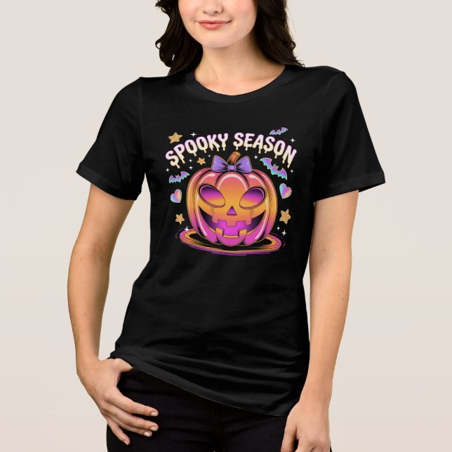 Camiseta Cromo Futurístico Jack-O'-Lanterna Halloween T-Shi (Frente)