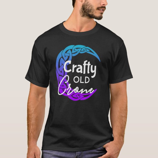 Camiseta Crone Velho, Bruxa, Wiccan, Desig. Coroa Pagan (Frente)