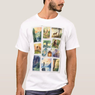 Camiseta Crônicas de adesivos de cor d'água de Narnia