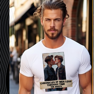 Camiseta Crônicas de homens amam através do tempo, a década