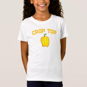 Camiseta Crop Top, Pepper Amarelo, Vegetais, Crianças Engra