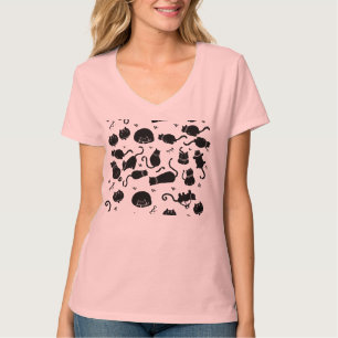 Camiseta Cropped Personalizada Preta com Gato Rosa