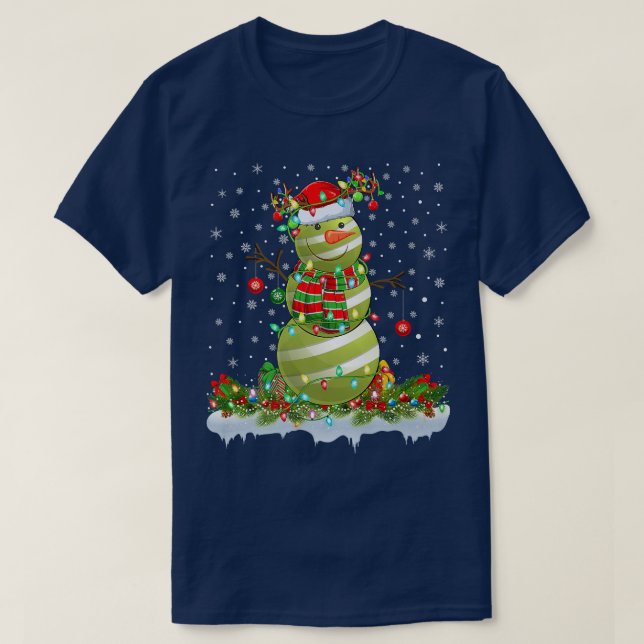 Camiseta Croquet Ball Snowman Xmas Luz Croquet Chr (Frente do Design)