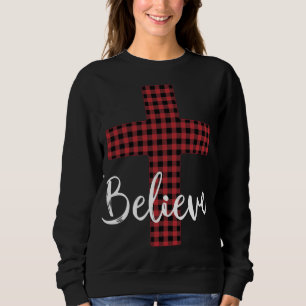 Camiseta Cross Believe Jesus Buffalo Plaid Christian Christ