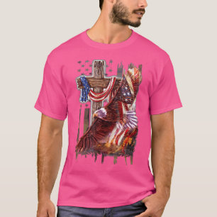Camiseta Cross Christian Jesus Eagle Flag Americano