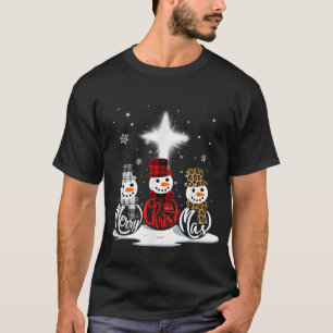 Camiseta Cross Jesus merry christmas Snowman Funny Xmas For