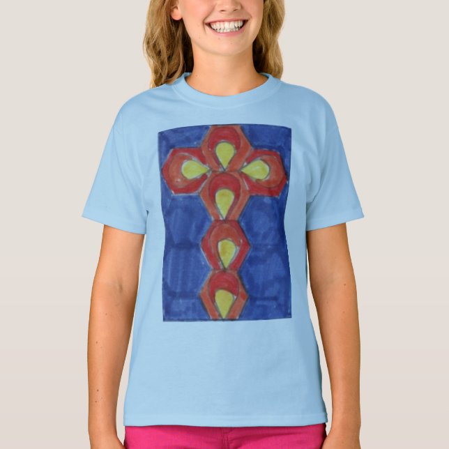 Camiseta Cross Motif em um Tee de Capa Longa Básica para Cr (Frente)