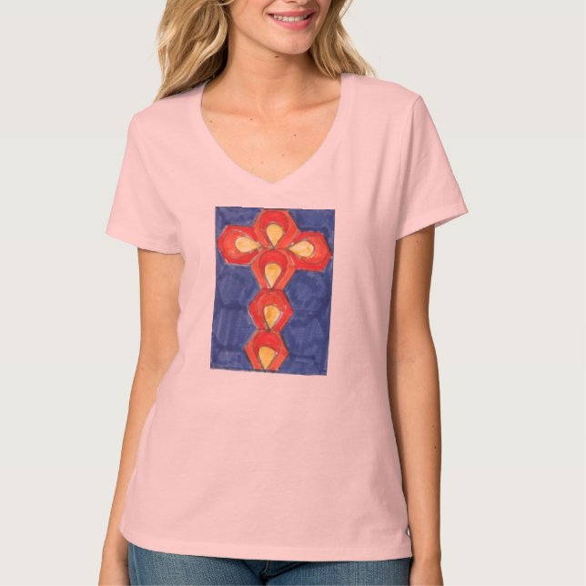 Camiseta Cross Motif Hanes Nano V-Neck T Shirt (Frente)