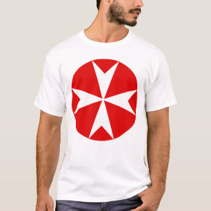Camiseta Cross Of Malta v2 (branco a vermelho)
