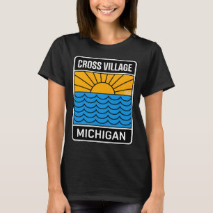 Camiseta Cross Village Michigan - Placa Retro Pôr do Sol