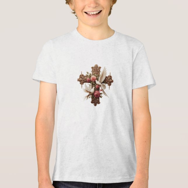 Camiseta Cross with Doves – Christian Faith Inspirational D (Frente)