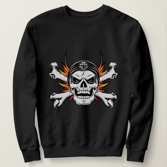 Camiseta Crossbones crânios com Asas Piscantes (Frente do Design)
