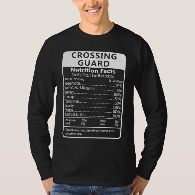 Camiseta Crossing Guard Nutrition Facts Sarcastic (Frente)