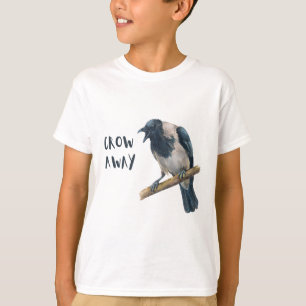 Camiseta Crow Away, pássaro-do-pássaro