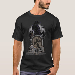 Camiseta Crow Moon Coffin Halloween Skull Spooken Raven
