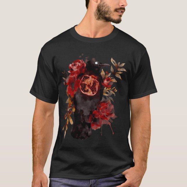 Camiseta Crow Pomegranate de outono (Frente)
