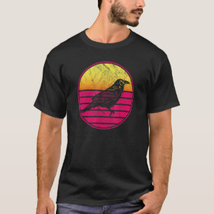Camiseta Crow Vintage Estilo Retroativo Sunset Corvo Raven