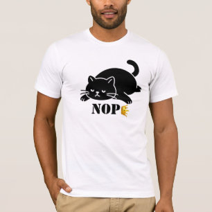 Camiseta Crown NOPE Gato Preto Engraçado para Amantes de Ga