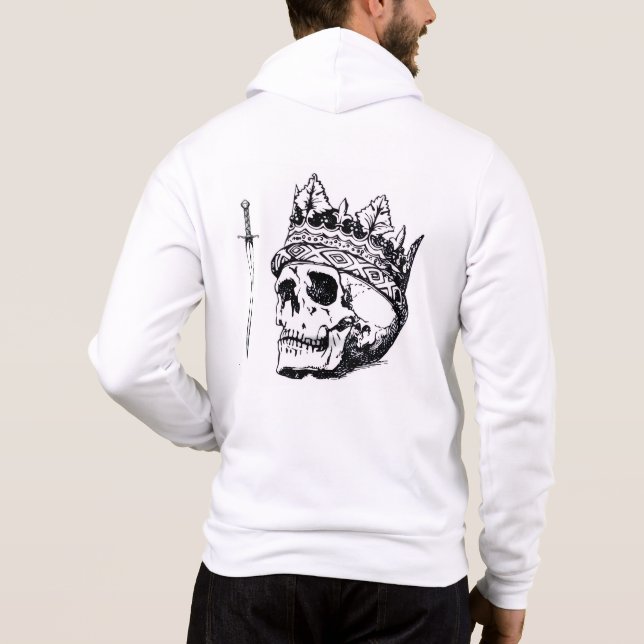 Camiseta Crowned Skull & Dagger White Hoodie (Verso)