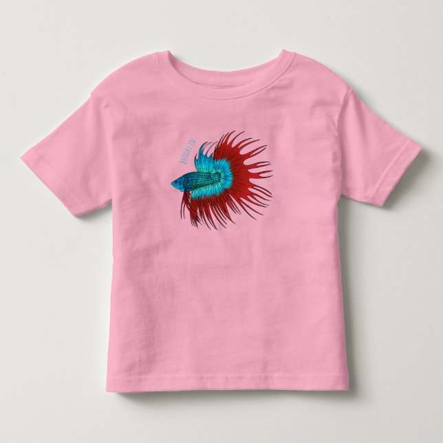 Camiseta Crowntail betta fish cartoon illustration  (Frente)