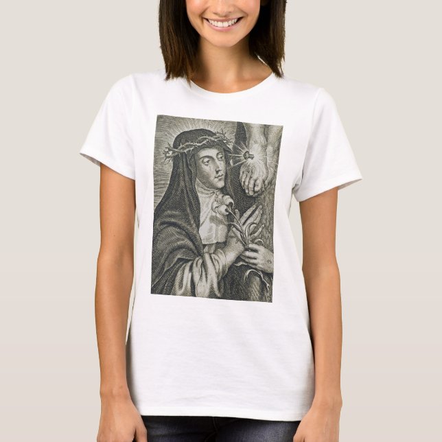 Camiseta Crucificação de Santa Catarina de Siena Arte Noir  (Frente)