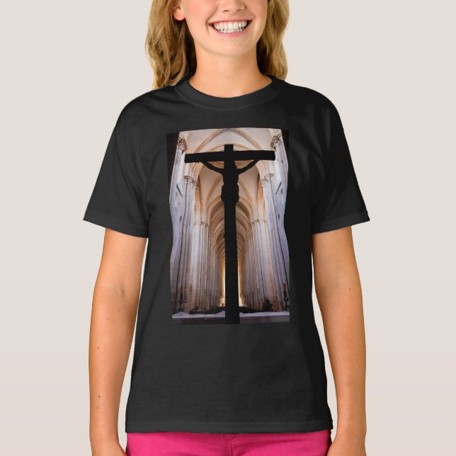 Camiseta Crucifixo com Jesus Cristo. Abadia de Alcobaca Gót (Frente)