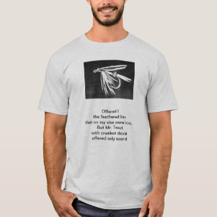 Camiseta "Cruel Trout" poema original com arte de pesca com