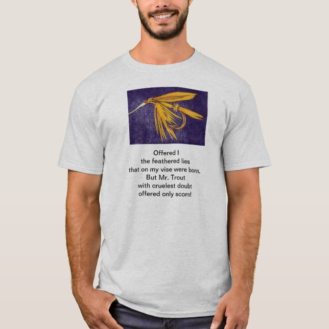 Camiseta "Cruel Trout" poema original com arte de pesca com (Frente)