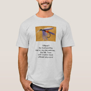 Camiseta "Cruel Trout" poema original com arte de pesca com