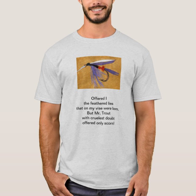 Camiseta "Cruel Trout" poema original com arte de pesca com (Frente)