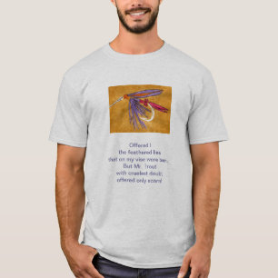 Camiseta "Cruel Trout" poema original com arte de pesca com