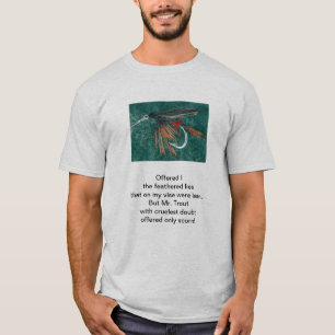 Camiseta "Cruel Trout" poema original com arte de pesca com